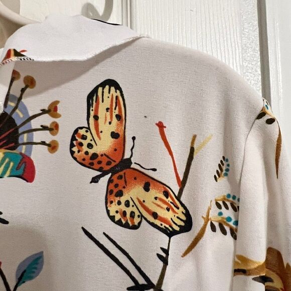 Abercrombie & Fitch Peplum Long Sleeve Blouse W/Butterflies Size Small - Picture 7 of 9